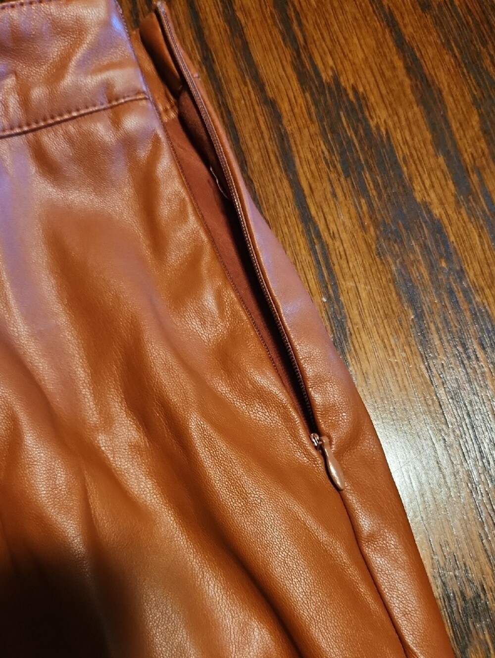 Lulu's Rust Faux Leather Button-Front Mini Skirt - Picture 6 of 6